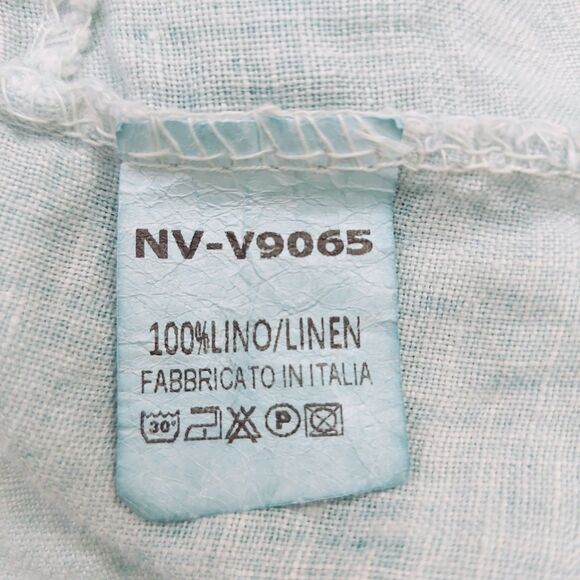 Meo Meli Tunic Top Womens Green One Size Linen Short Sleeve Yoke Boxy Italy - Picture 9 of 11